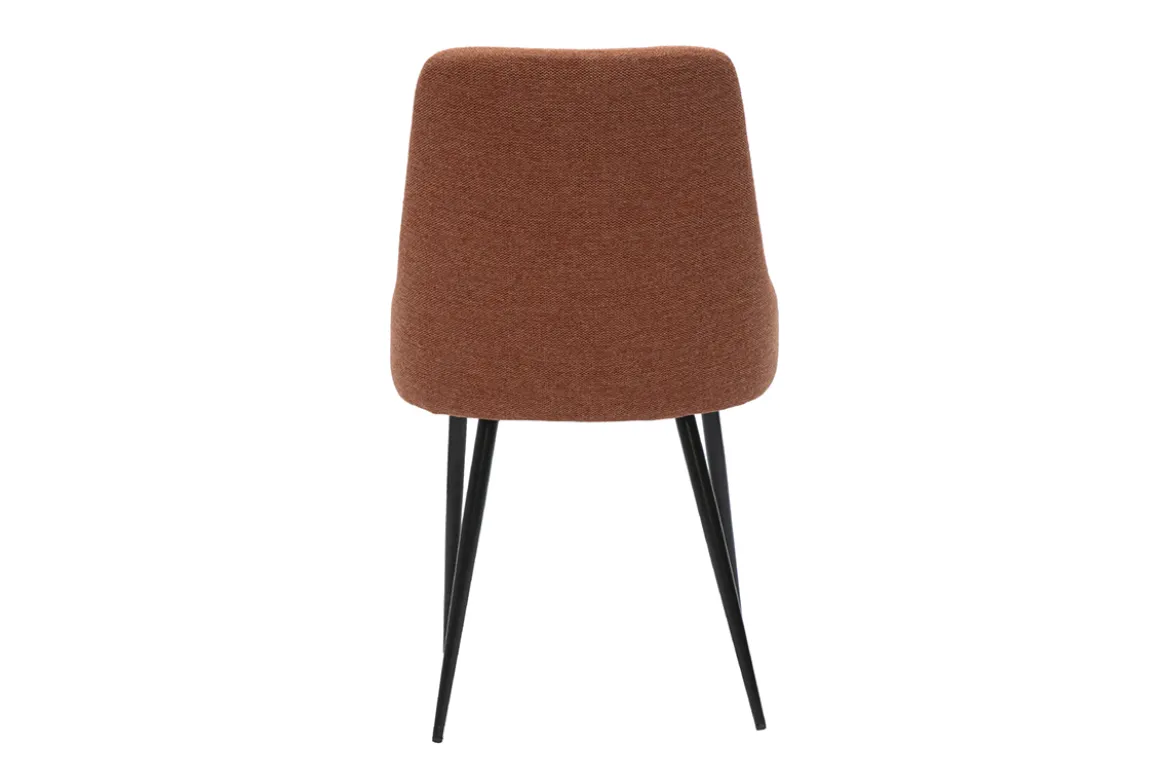 Chaises design en tissu effet velours texturé terre brûlée et métal noir (lot de 2) CULT