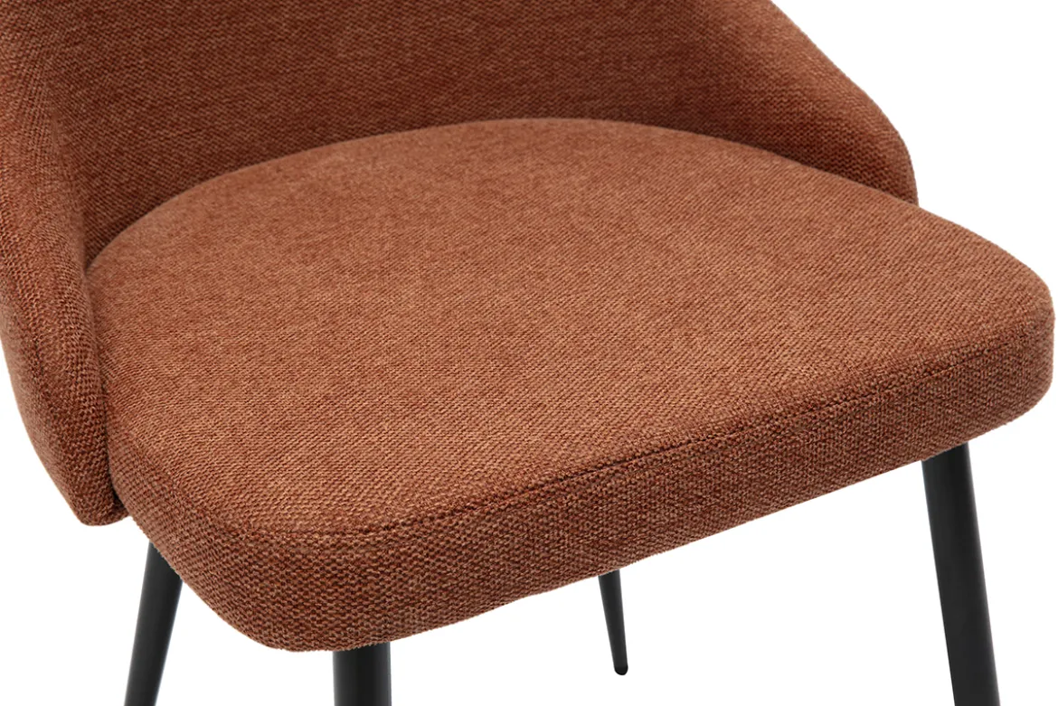 Chaises design en tissu effet velours texturé terre brûlée et métal noir (lot de 2) CULT