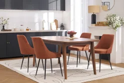 Chaises design en tissu effet velours texturé terre brûlée et métal noir (lot de 2) CULT