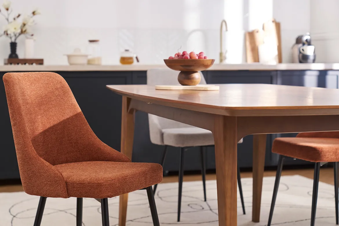 Chaises design en tissu effet velours texturé terre brûlée et métal noir (lot de 2) CULT