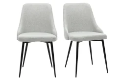 Chaises design en tissu effet velours texturé gris clair et métal noir (lot de 2) CULT