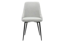 Chaises design en tissu effet velours texturé gris clair et métal noir (lot de 2) CULT