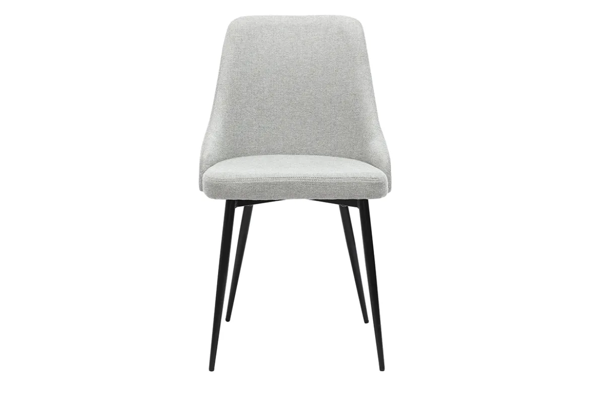 Chaises design en tissu effet velours texturé gris clair et métal noir (lot de 2) CULT