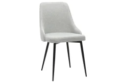 Chaises design en tissu effet velours texturé gris clair et métal noir (lot de 2) CULT