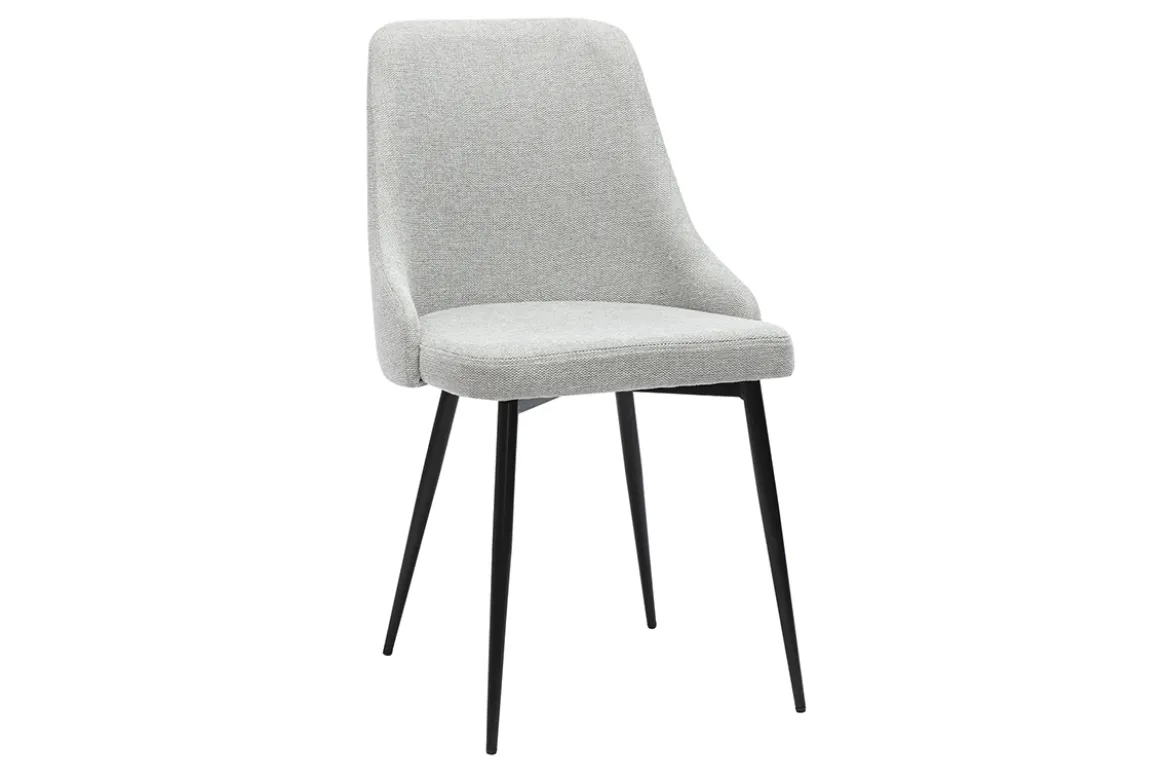 Chaises design en tissu effet velours texturé gris clair et métal noir (lot de 2) CULT
