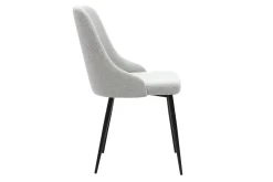 Chaises design en tissu effet velours texturé gris clair et métal noir (lot de 2) CULT