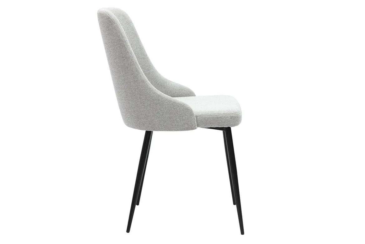 Chaises design en tissu effet velours texturé gris clair et métal noir (lot de 2) CULT