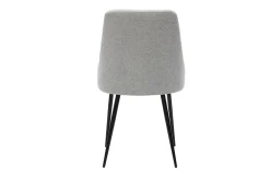 Chaises design en tissu effet velours texturé gris clair et métal noir (lot de 2) CULT