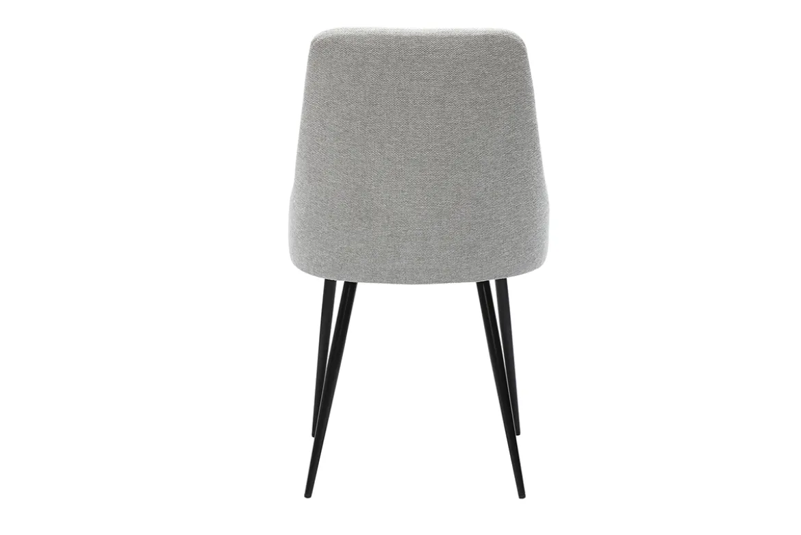 Chaises design en tissu effet velours texturé gris clair et métal noir (lot de 2) CULT