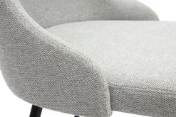 Chaises design en tissu effet velours texturé gris clair et métal noir (lot de 2) CULT