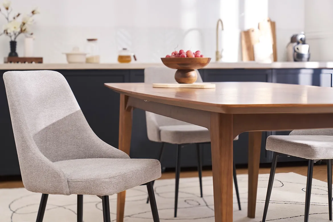 Chaises design en tissu effet velours texturé gris clair et métal noir (lot de 2) CULT