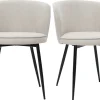 Chaises design en tissu effet velours beige et métal noir (lot de 2) SERIF