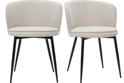 Chaises design en tissu effet velours beige et métal noir (lot de 2) SERIF