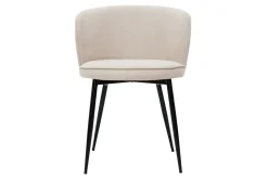 Chaises design en tissu effet velours beige et métal noir (lot de 2) SERIF