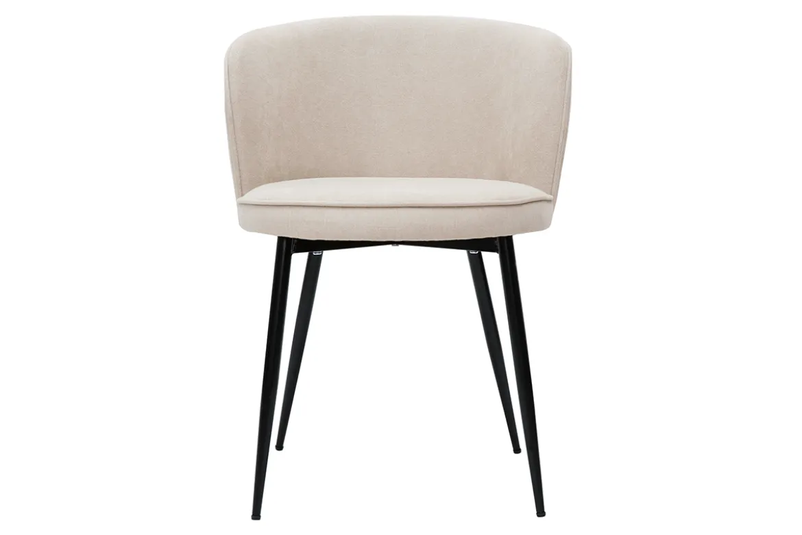 Chaises design en tissu effet velours beige et métal noir (lot de 2) SERIF