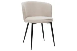Chaises design en tissu effet velours beige et métal noir (lot de 2) SERIF