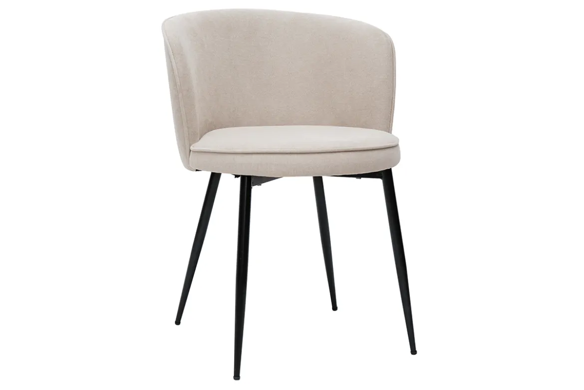 Chaises design en tissu effet velours beige et métal noir (lot de 2) SERIF