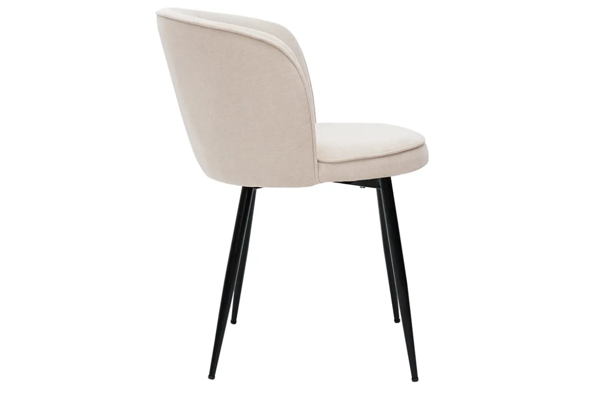Chaises design en tissu effet velours beige et métal noir (lot de 2) SERIF