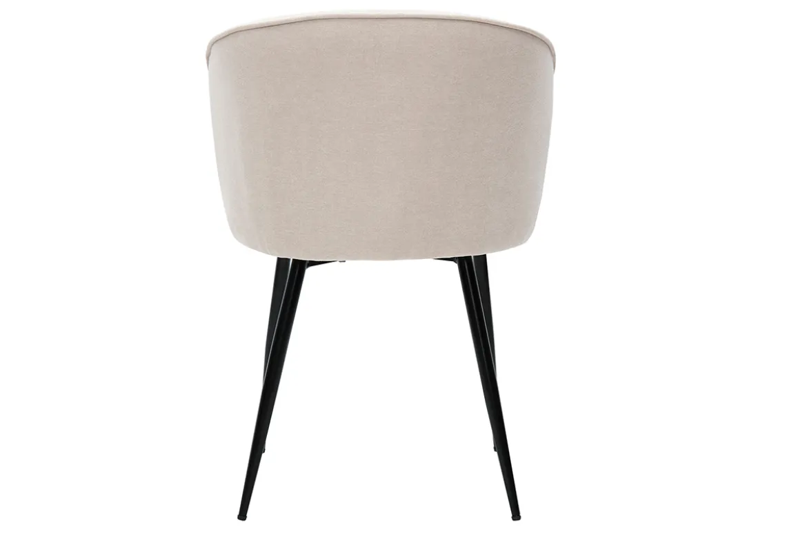 Chaises design en tissu effet velours beige et métal noir (lot de 2) SERIF