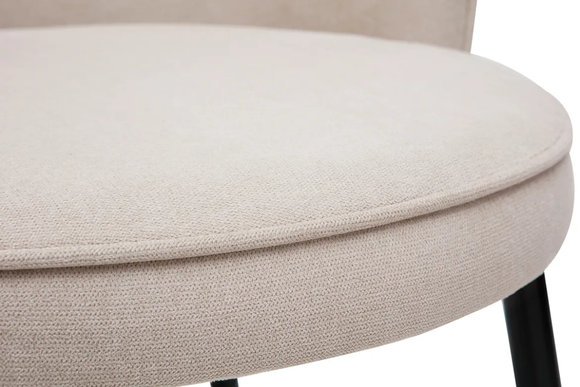 Chaises design en tissu effet velours beige et métal noir (lot de 2) SERIF