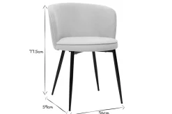 Chaises design en tissu effet velours beige et métal noir (lot de 2) SERIF