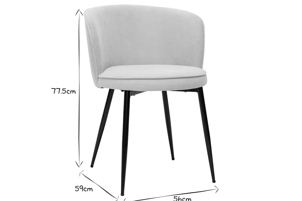 Chaises design en tissu effet velours beige et métal noir (lot de 2) SERIF