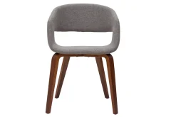 Chaises design en tissu gris et pieds en bois foncé noyer (lot de 2) SLAM