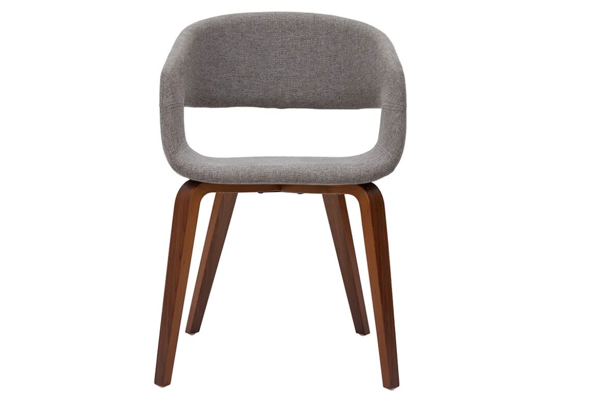 Chaises design en tissu gris et pieds en bois foncé noyer (lot de 2) SLAM