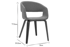 Chaises design en tissu gris et pieds en bois foncé noyer (lot de 2) SLAM