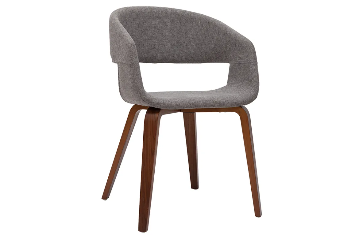 Chaises design en tissu gris et pieds en bois foncé noyer (lot de 2) SLAM