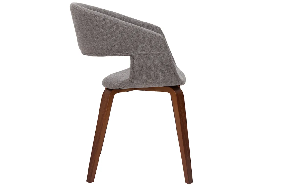 Chaises design en tissu gris et pieds en bois foncé noyer (lot de 2) SLAM