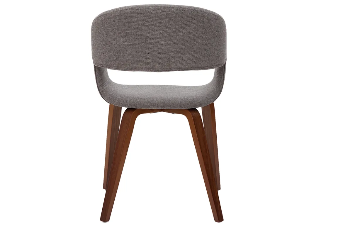 Chaises design en tissu gris et pieds en bois foncé noyer (lot de 2) SLAM