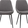 Chaises design en tissu gris et métal noir (lot de 2) HOLO