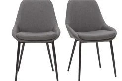 Chaises design en tissu gris et métal noir (lot de 2) HOLO