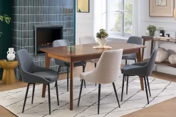 Chaises design en tissu gris et métal noir (lot de 2) HOLO