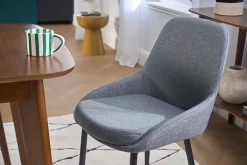Chaises design en tissu gris et métal noir (lot de 2) HOLO