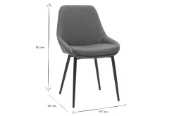 Chaises design en tissu gris et métal noir (lot de 2) HOLO