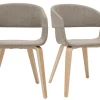 Chaises design en tissu taupe et bois clair (lot de 2) SLAM