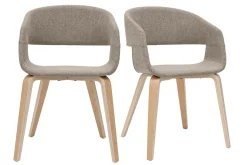 Chaises design en tissu taupe et bois clair (lot de 2) SLAM