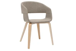 Chaises design en tissu taupe et bois clair (lot de 2) SLAM