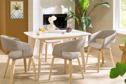 Chaises design en tissu taupe et bois clair (lot de 2) SLAM