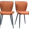 Chaises design en tissu velours côtelé terre brûlée et métal noir (lot de 2) ADDICT