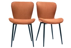 Chaises design en tissu velours côtelé terre brûlée et métal noir (lot de 2) ADDICT