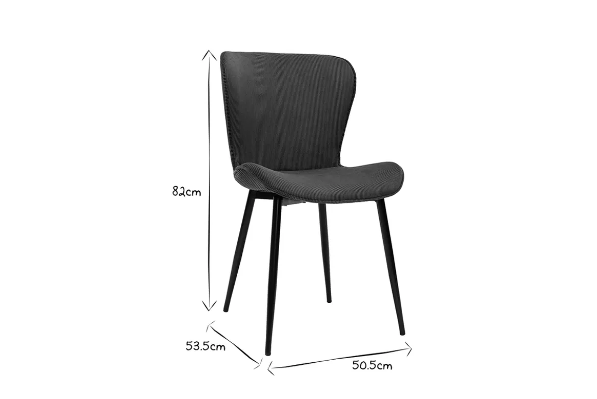 Chaises design en tissu velours côtelé terre brûlée et métal noir (lot de 2) ADDICT