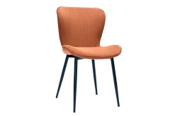 Chaises design en tissu velours côtelé terre brûlée et métal noir (lot de 2) ADDICT