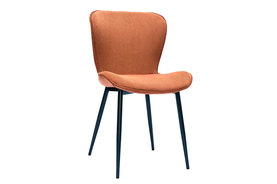 Chaises design en tissu velours côtelé terre brûlée et métal noir (lot de 2) ADDICT