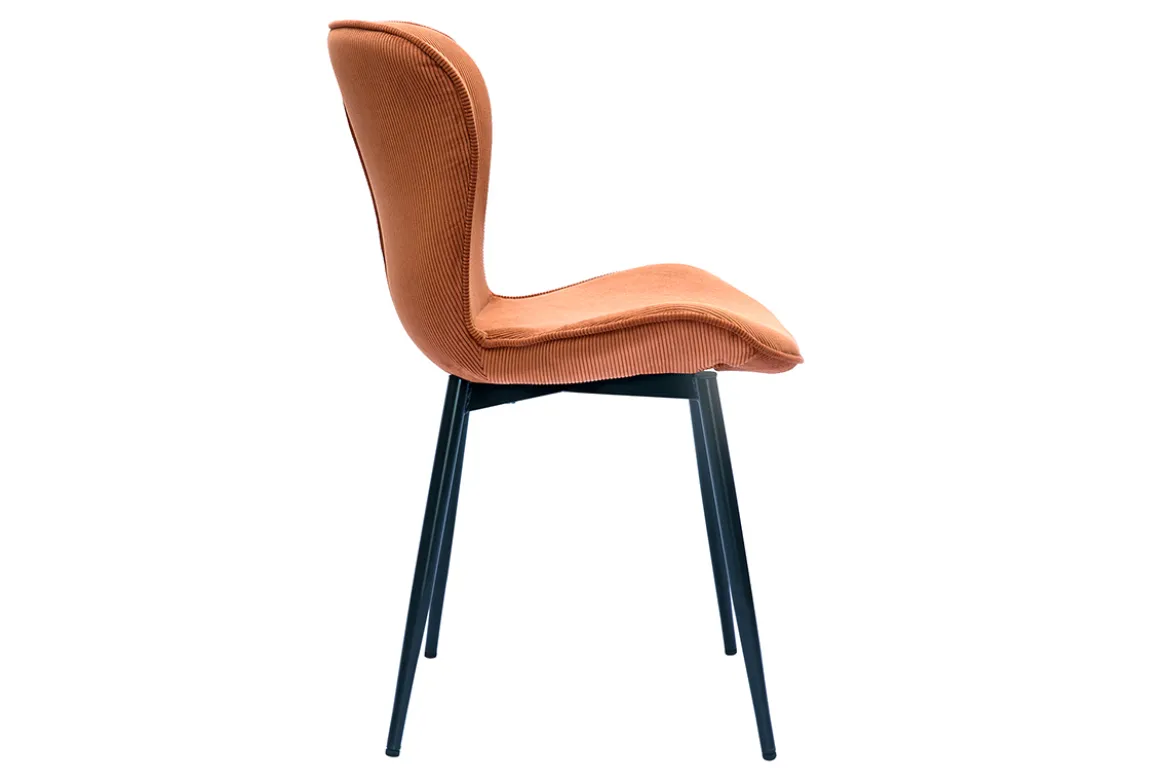 Chaises design en tissu velours côtelé terre brûlée et métal noir (lot de 2) ADDICT