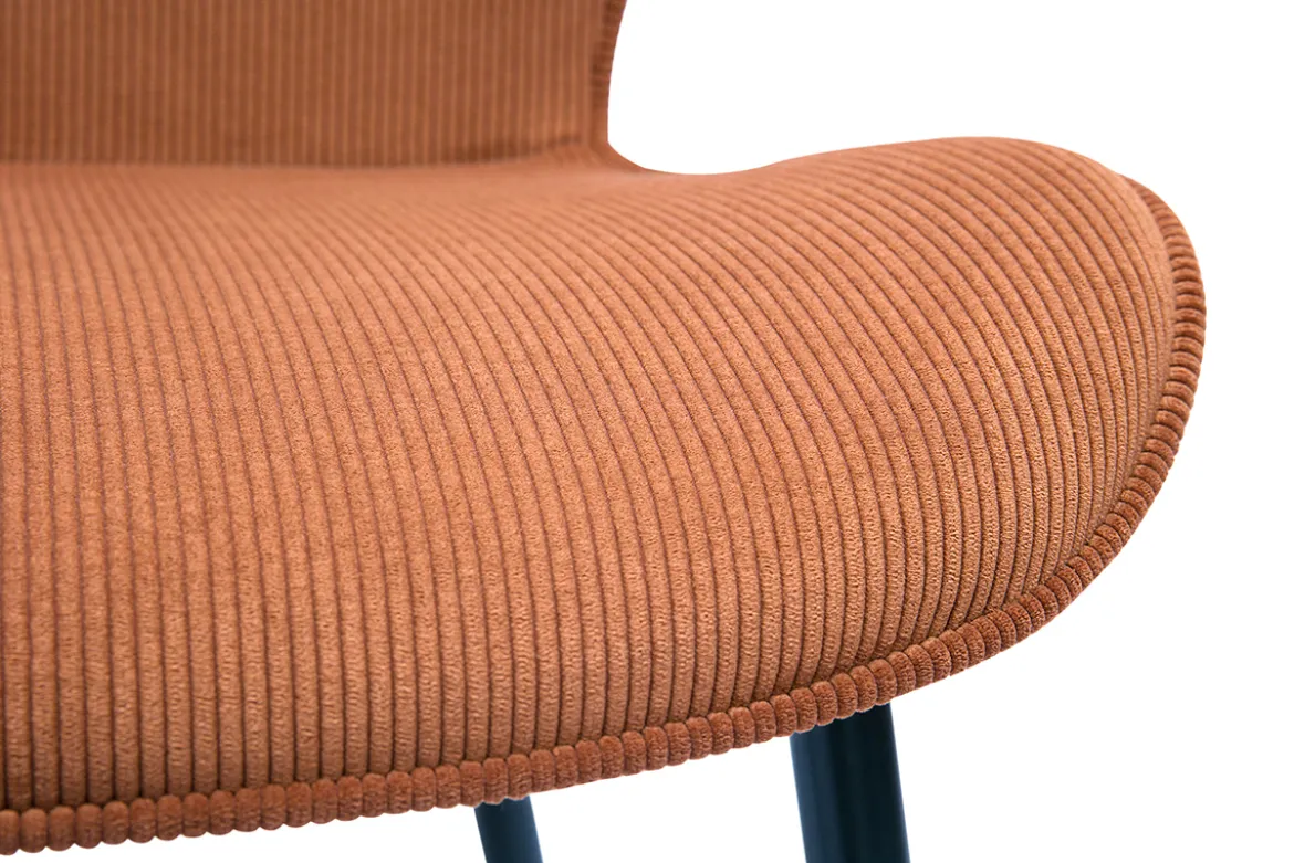 Chaises design en tissu velours côtelé terre brûlée et métal noir (lot de 2) ADDICT