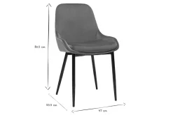 Chaises design en tissu velours bronze et métal noir (lot de 2) HOLO