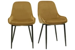 Chaises design en tissu velours bronze et métal noir (lot de 2) HOLO